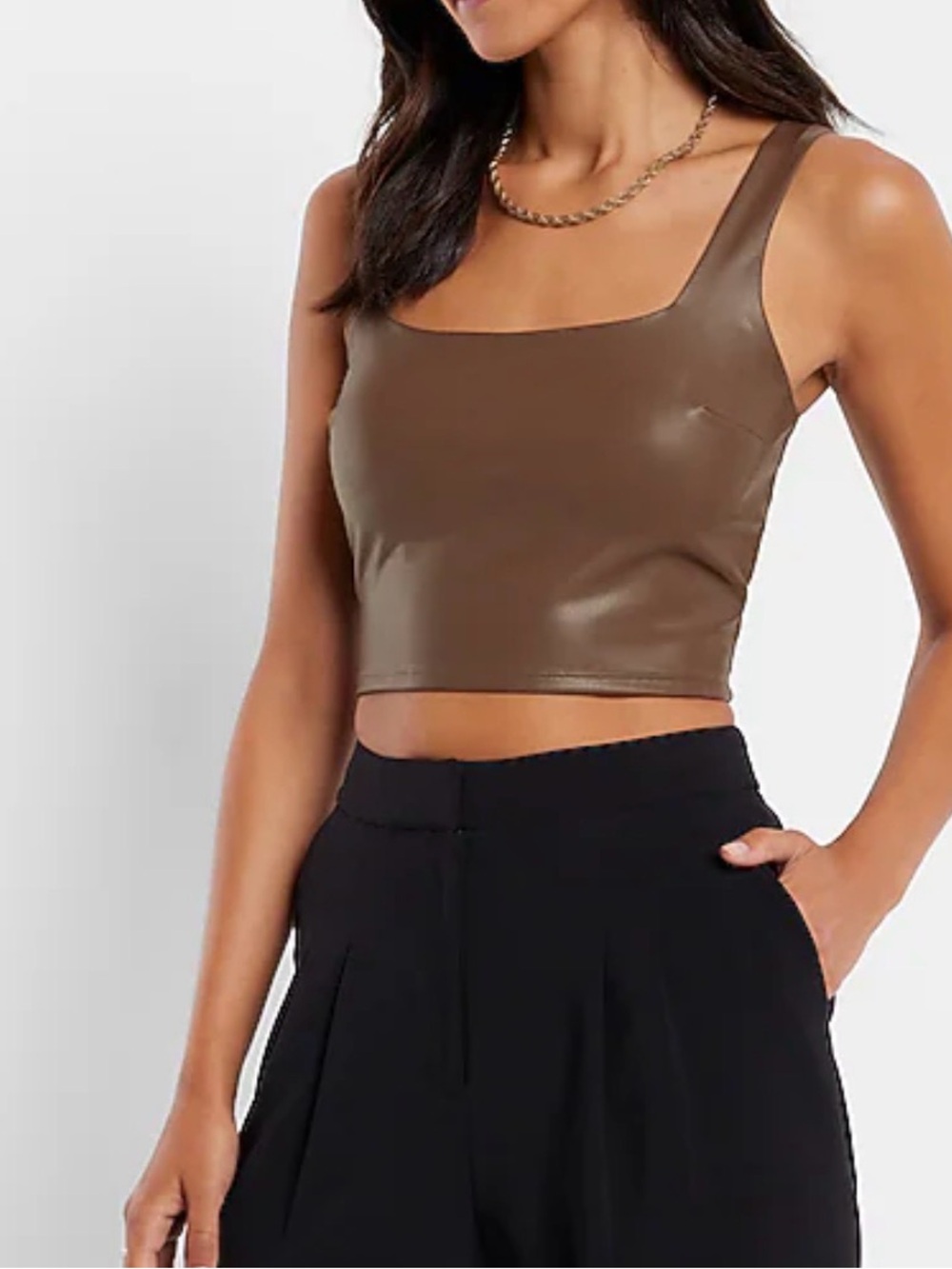 NWT Express Faux-Leather Cropped Tank Top XL